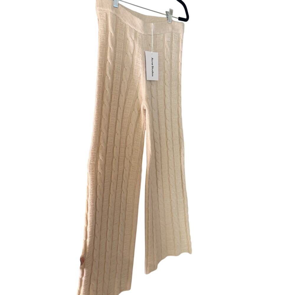 Acne Studios Cable Knit Wide Leg Pants Cream M NWT